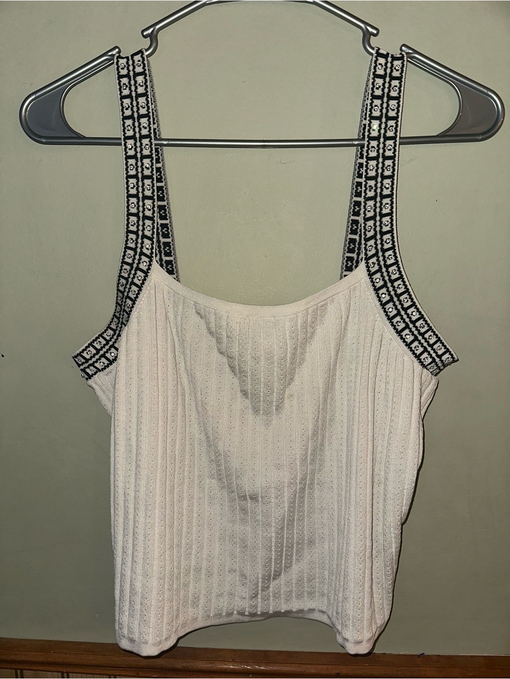 Vintage Carlisle Knit Tank with Black Patterned Straps